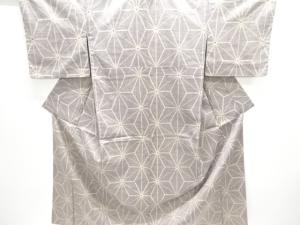 アンティーク　麻の葉模様織り出し手織り紬着物